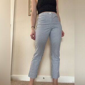 John Galt blue & white pinstripe high-waisted cropped coastal boho trousers